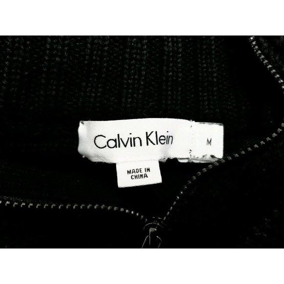 Calvin Klein Jeans Men's Black Full Zipper Knit Sweater Size Medium - Picture 5 of 5